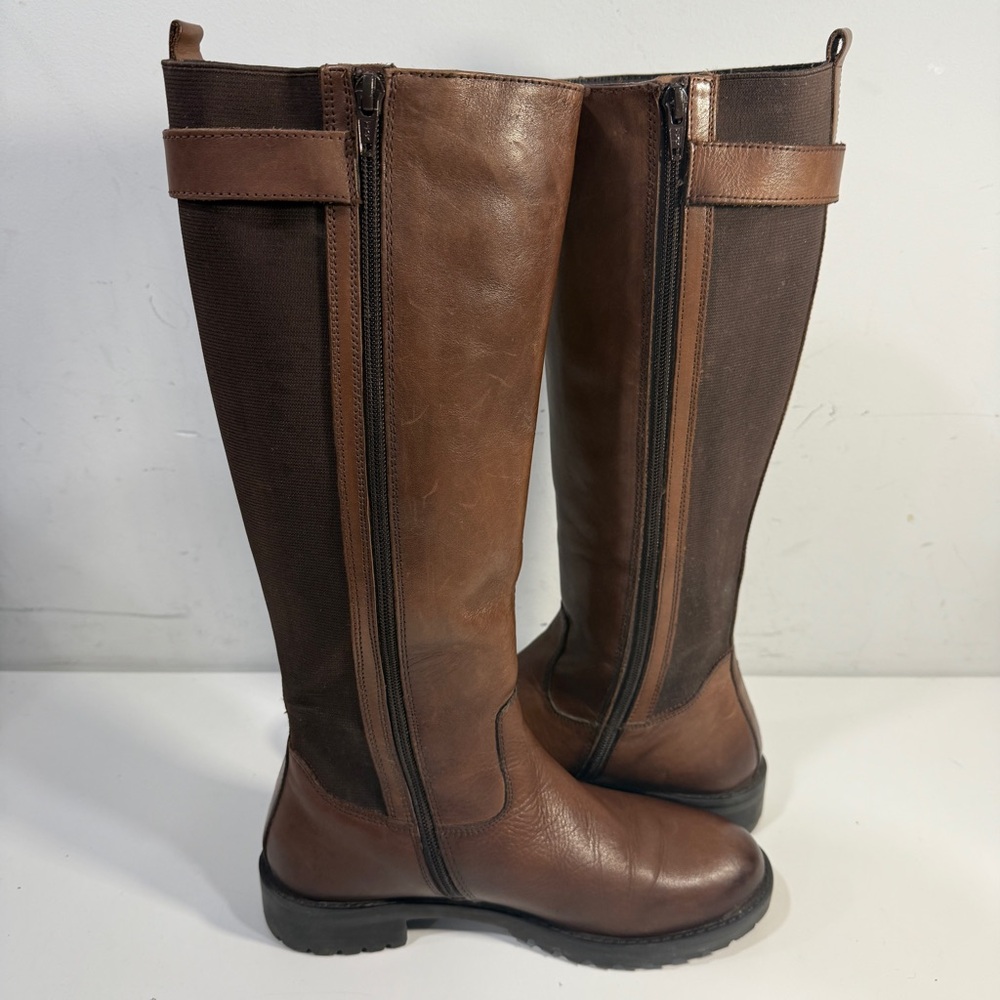 Dune London Knee High Tall Brown Zip Leather Riding Boots Women's Size 39 8 US - Picture 9 of 13